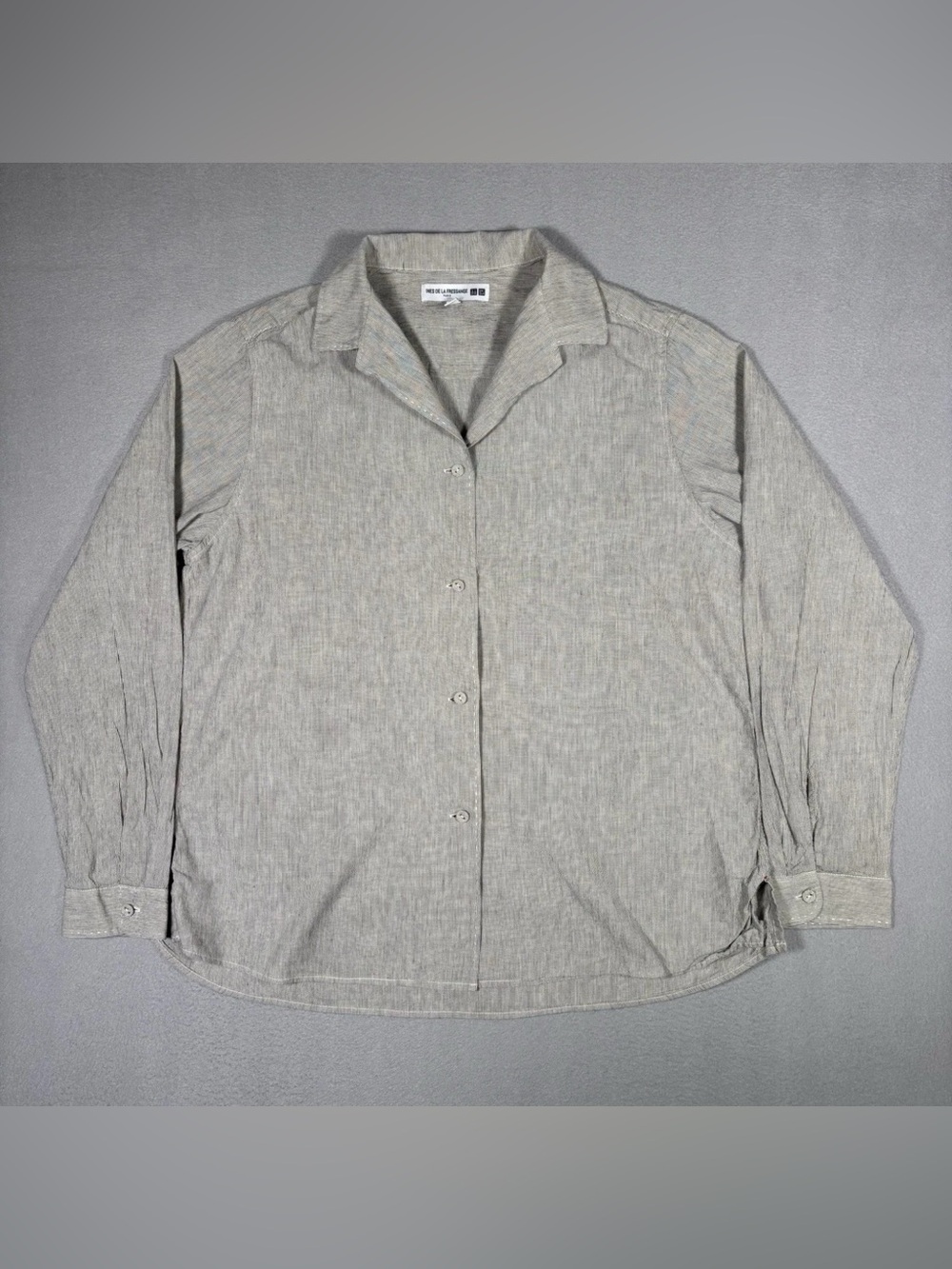 Ines De La Fressange x Uniqlo Linen Button Up Womens Large White Black Striped